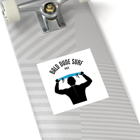 Bald Dude Surf Square Stickers