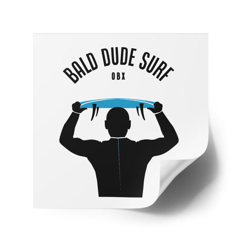 Bald Dude Surf Square Stickers