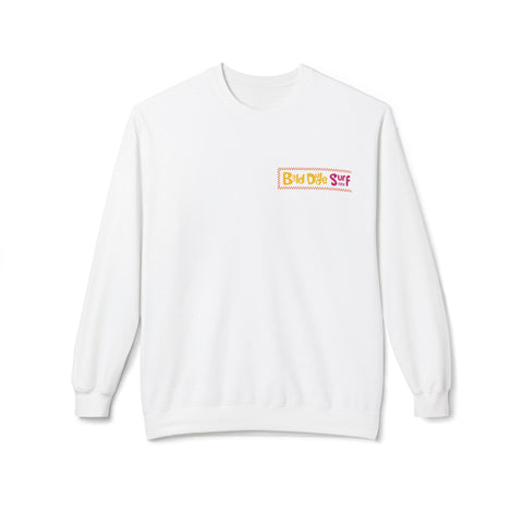 Bald Dude Surf Crewneck Sweatshirt - Unisex Midweight Fleece for Beach Lovers