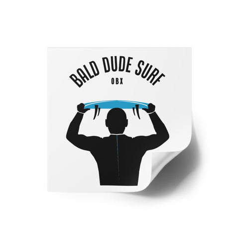 Bald Dude Surf Square Stickers