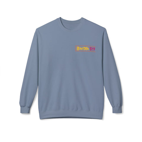 Bald Dude Surf Crewneck Sweatshirt - Unisex Midweight Fleece for Beach Lovers